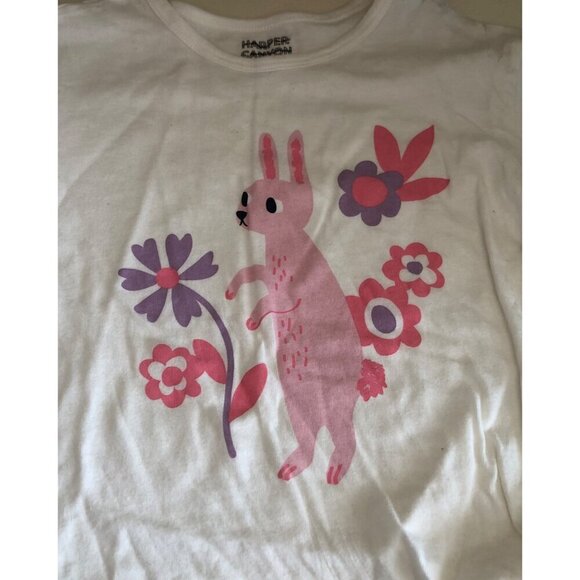 New Harper Canyon 3T Bunny & Flowers Side Tie T-Shirt Top - Picture 3 of 5
